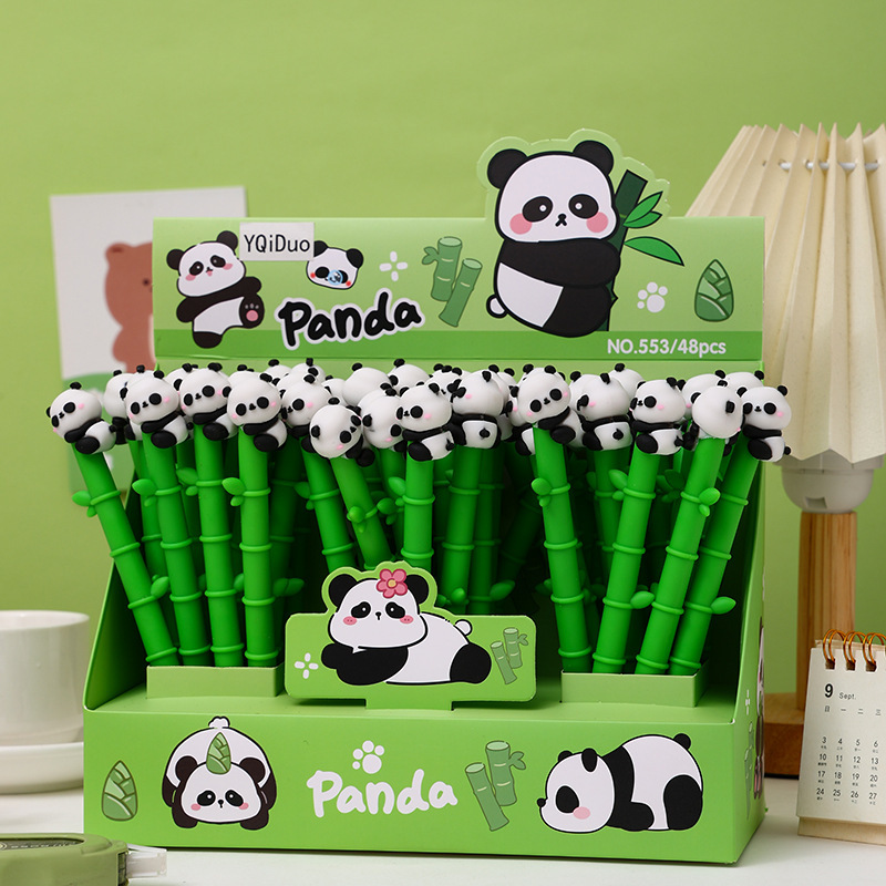 Creative Bamboo Panda Style Gel Pen Cartoon Cute Gift Pen Black Sign Pen Good-looking Student Stationery