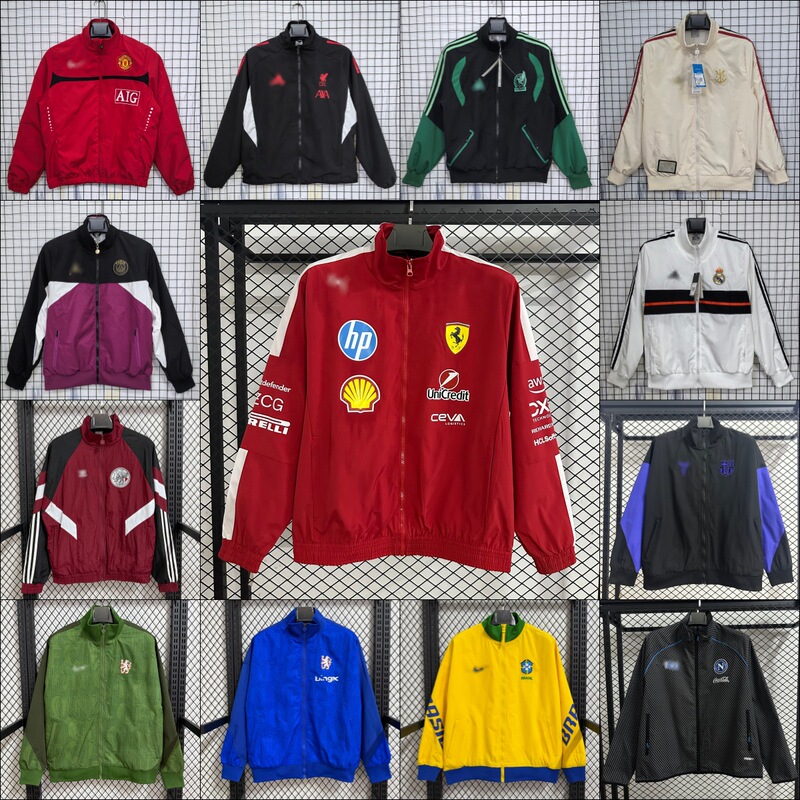 2627 New Waterproof Windbreaker Jacket, Embroidered Silicone Training Jacket for Various National Teams and Clubs, Thick Sports Jacket