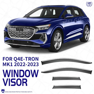 Suitable for Audi Q4 e-tron car Window rain shield Audi Q4 e-tron Window visor (Rain shield) - standard-packing-without-logo-audi-q4-e-tron-mk1-2022-pc-silver-bright-strip-car-window-rain-shield