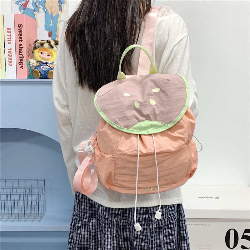 Mochila Escolar Infantil de Frutas de Nylon Ultraligera con Reducción de Carga para Escuela