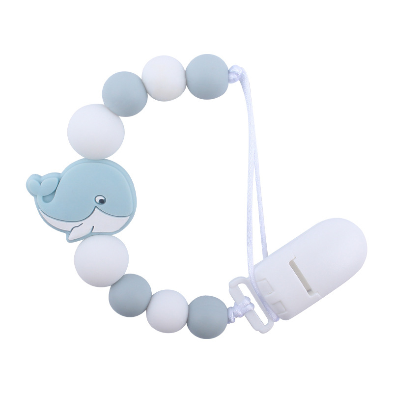 Bebés calmar la cadena de tetas creativas bebés dibujos animados animales ballenas de silicona mordida de dientes molares anti-caída cadena nueva