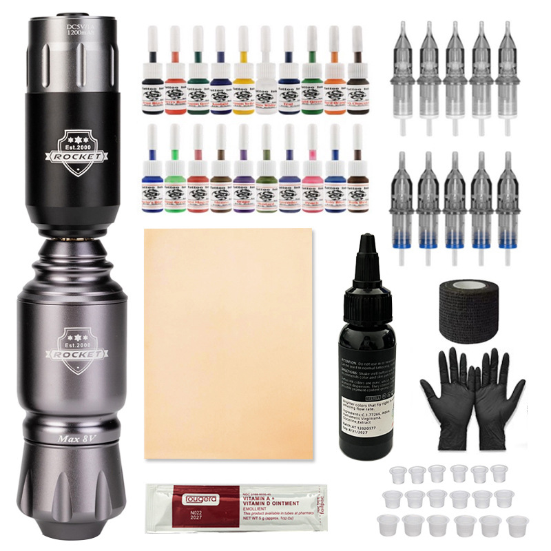 Traje de tatuaje explosivo transfronterizo, máquina de tatuaje, juego completo de herramientas, juego de lápiz de tatuaje, máquina de motor de tatuaje, herramienta todo en uno