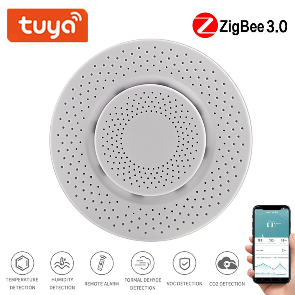 Tuya ZIGBEE Air Box формальдегид VOC углекислый газ дистанционное обнаружение температуры и влажности