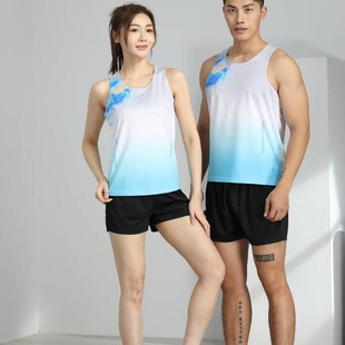 Factory Direct batch 2023 new round neck gradient color track suit suit men's and women's marathon sprint physical examination training suit