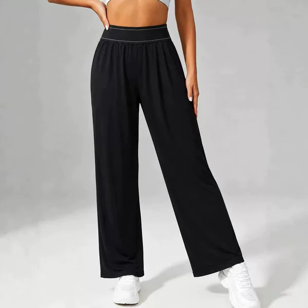 Loose Casual Straight-Leg Yoga Sports Pants Wide-Leg Pants Elastic Waist Versatile Quick-Dry Pants Cross-Border New Spring Model