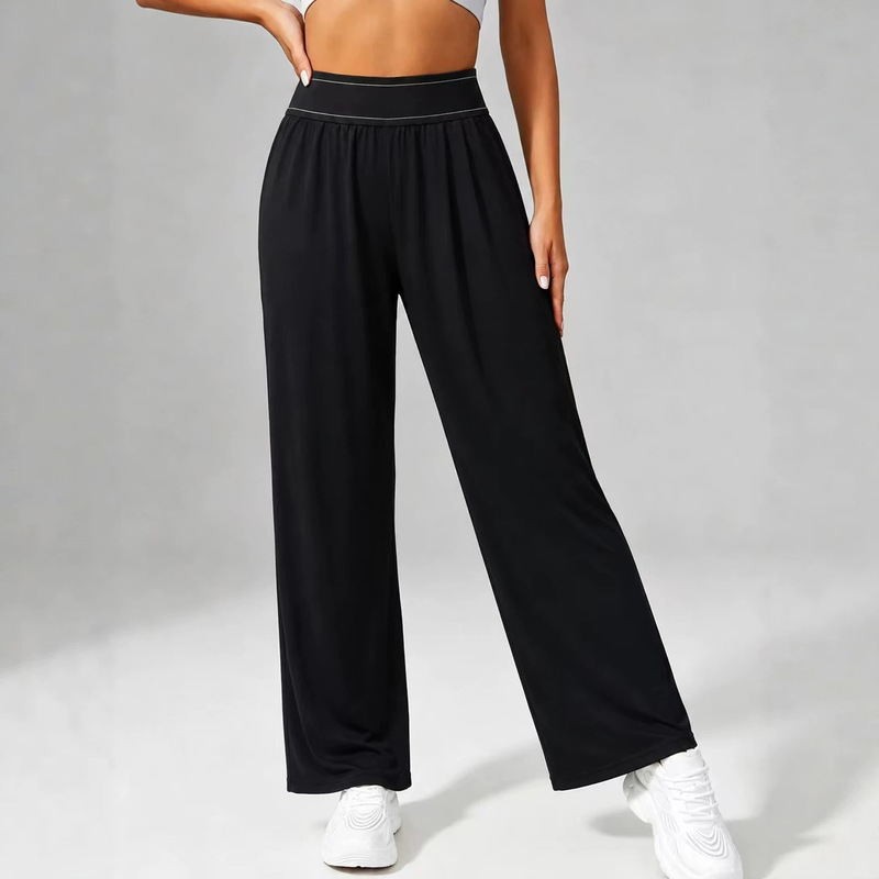 Loose Casual Straight-Leg Yoga Sports Pants Wide-Leg Pants Elastic Waist Versatile Quick-Dry Pants Cross-Border New Spring Model Loose Casual Straight-Leg Yoga Sports Pants Wide-Leg Pants Elastic Waist Versatile Quick-Dry Pants Cross-Border New Spring Model