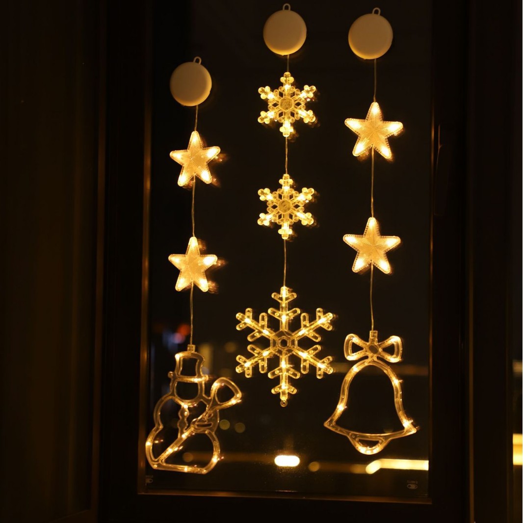 Nuevas luces de decoración de Navidad luces de ventana Santa muñeco de nieve luces de estrella de ventana atmósfera decoración al por mayor luces de color
