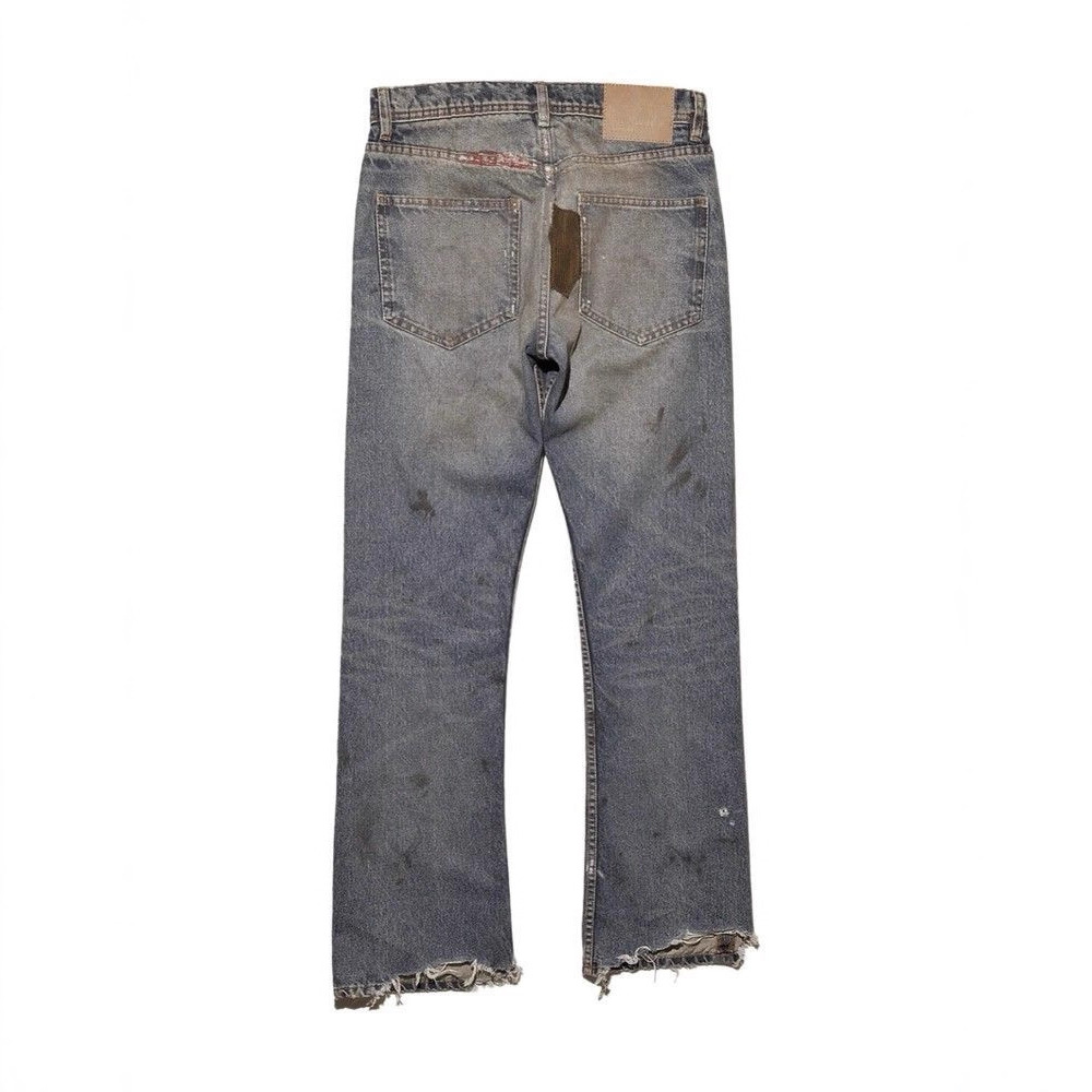 Men's Clothing Heavyweight Flared Jeans With Distressed Corduroy Patches, Washed And Styled Slim Fit And Casual Look._mkmklike.com