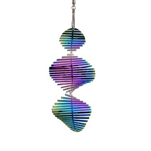 Stainless Steel 3D Tornado Spiral Fishbone Wind Chime Wind Mirror Reflective Bird Repellent Courtyard Hanging Decoration Ethnic Style