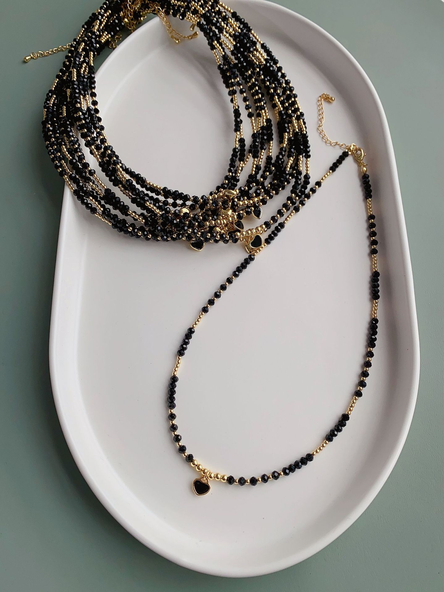 Lady Heart Shape Artificial Crystal soft clay Metal Plating Necklace 1 Piece