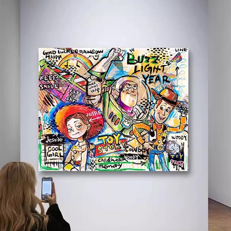 玩具总动员巴斯光年潮流卡通艺术客厅玄关装饰画涂鸦小众文艺挂画