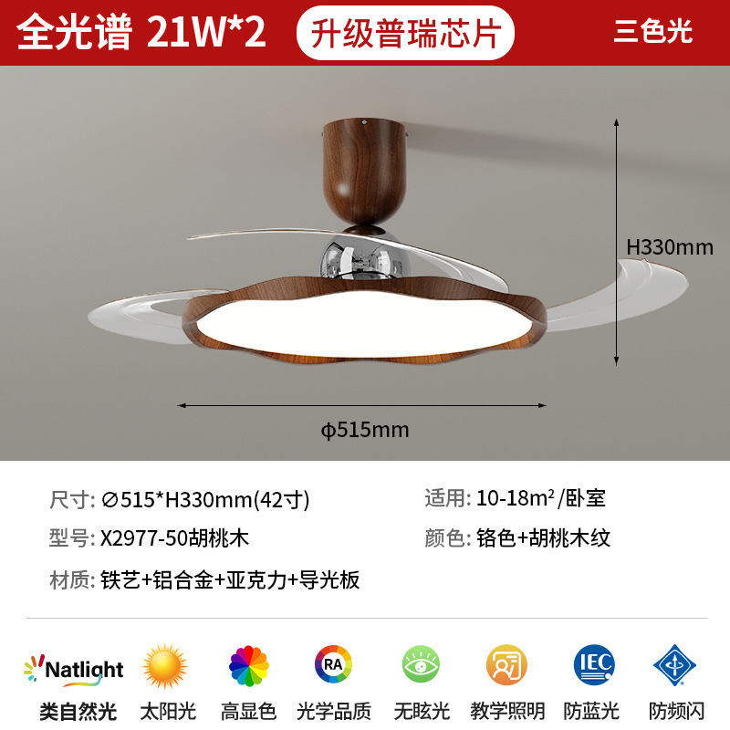 北欧隐形超薄风扇灯客厅吸顶灯餐厅卧室现代简约大气全光谱护眼灯|undefined