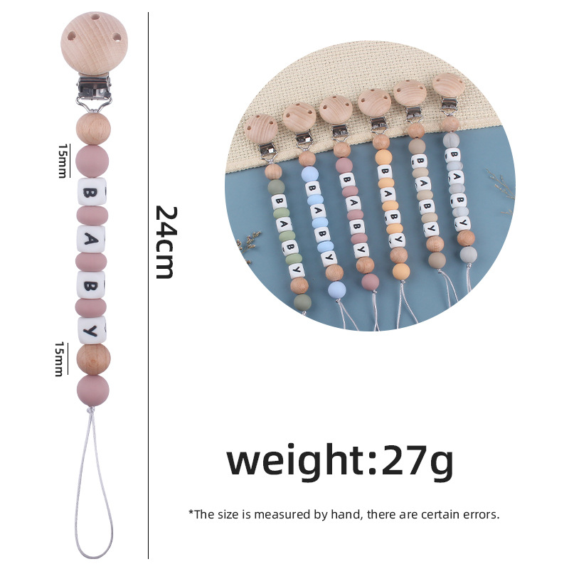 Suministros para bebés Beech chupete clip calmante bebé silicona DIY nombre mordedura molar chupete cadena anti-caída de la cadena