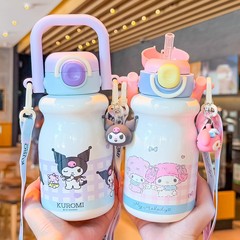 库洛米水杯儿童保温杯女孩上学专用吸管杯子2025新款学生双饮水壶