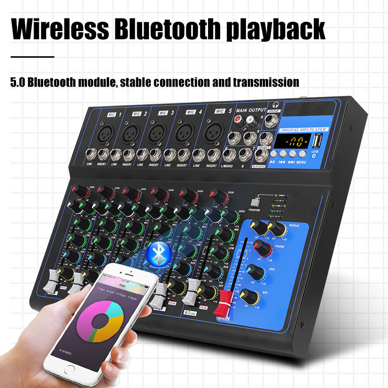 Mezclador de audio profesional pequeño F4, mezclador de DJ, escenario F7, equipo de altavoz de audio Bluetooth, exclusivo transfronterizo