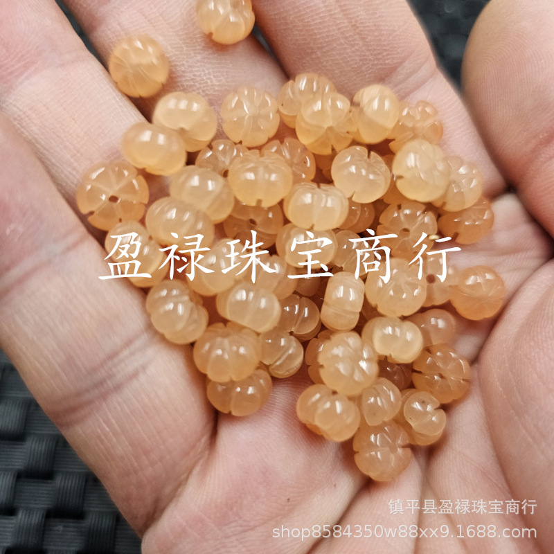 No. 4 Sugar Color Quartzite Jade Pumpkin Beads