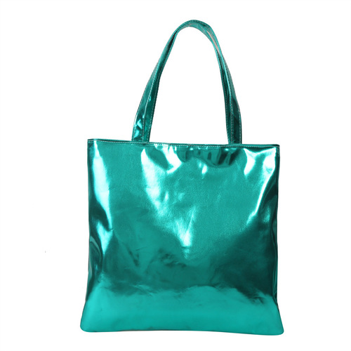 Solid color new simple portable large-capacity textured glossy shoulder bag personalized soft PU paint commuter tote bag