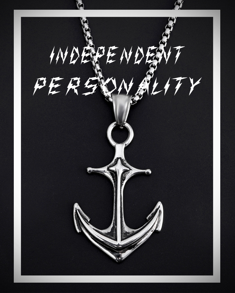 Titanium Ship Anchor Necklace Pendant, Fashionable Steel Accessory_voghion.com