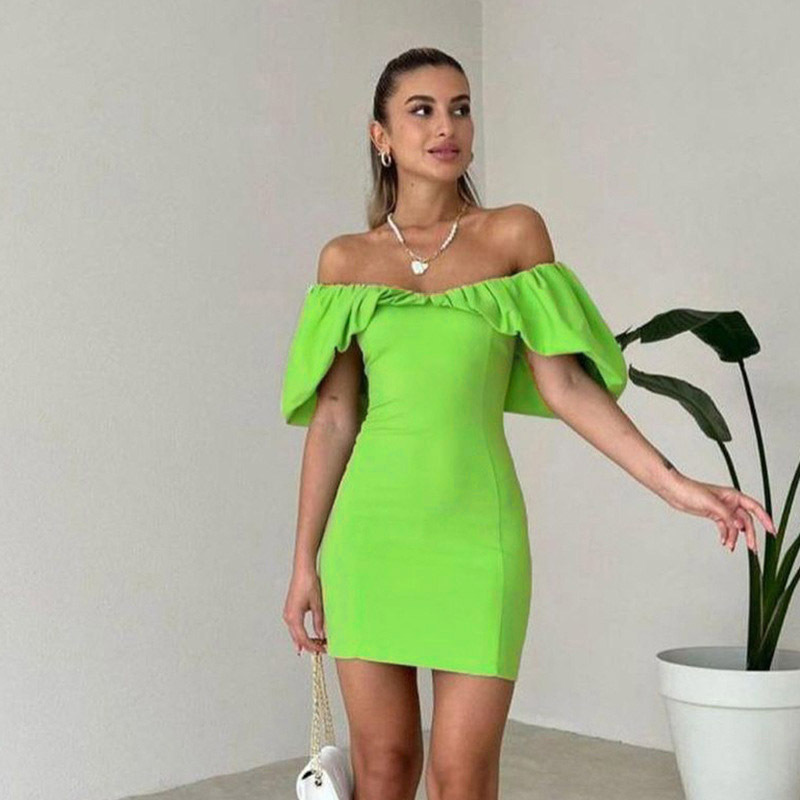 192g Weight Above Knee Dress Length Type Short Sleeve Sleeve Length Sheath Dress Dresses Type Polyester Fabric Type Mid Waist Waist Line Holiday Occasion Boat Neck Neckline Slim Fit Type Solid Color Pattern Summer Season Women's Gender Elegant Style Wholesale Women's Elegant Solid Color Holiday Boat Neck Short Sleeve Sheath Dress 33