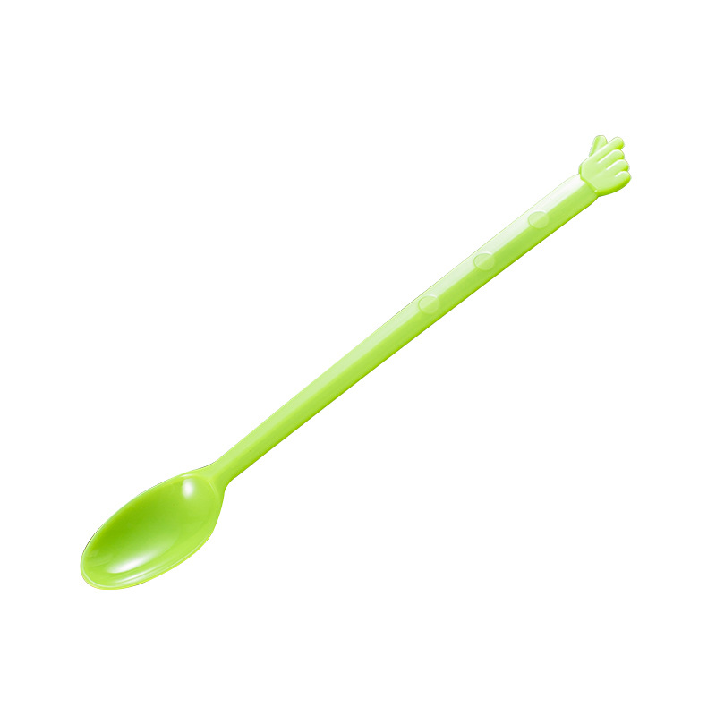 Cuchara desechable envasada individualmente cuchara de hierba de hadas asada mango largo plástico leche té postre tienda especial cuchara de hielo largo agitación