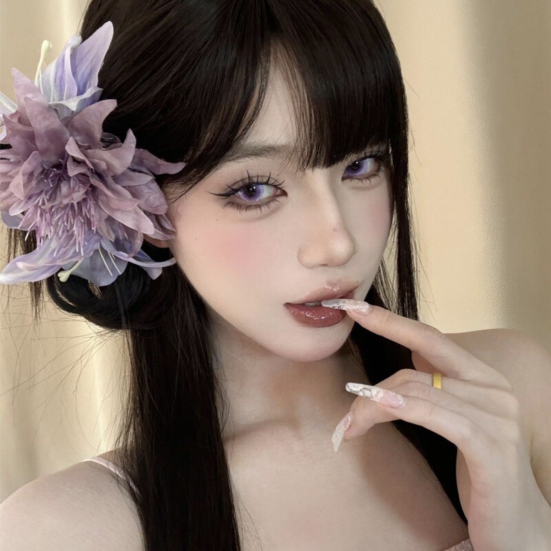 Purple Flower Sea Super Fairy Sea Urchin Flower Edge Clip Sea Sunflower Flower Hair Clip Atmospheric Mirror Beautiful Beauty Headdress