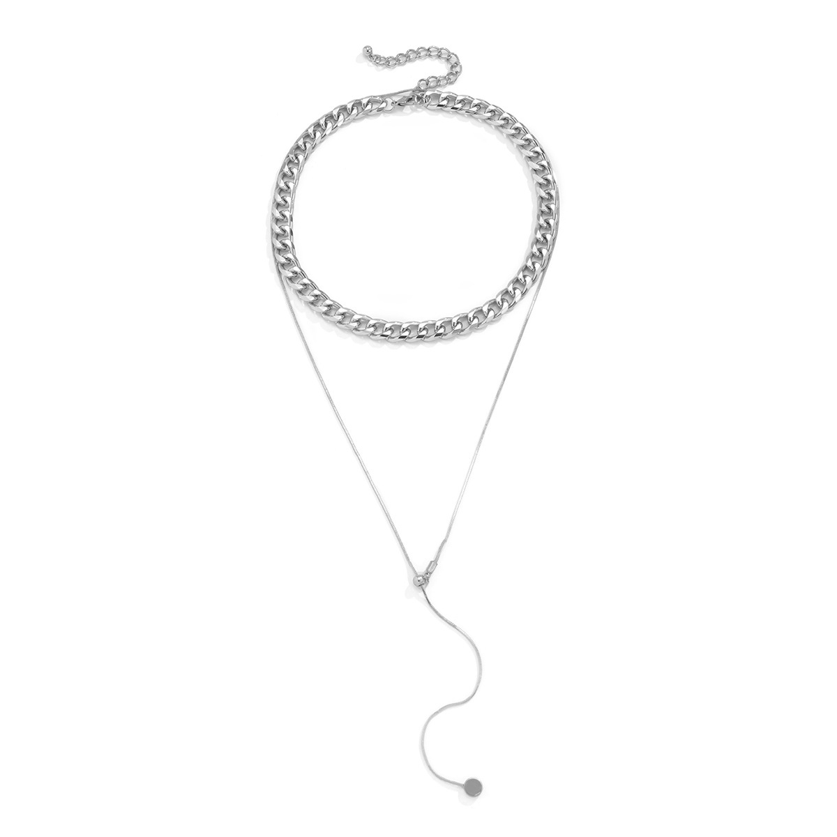 Fashion Snake Bone Chain Adjustable Double-layer Alloy Long Necklace display picture 3