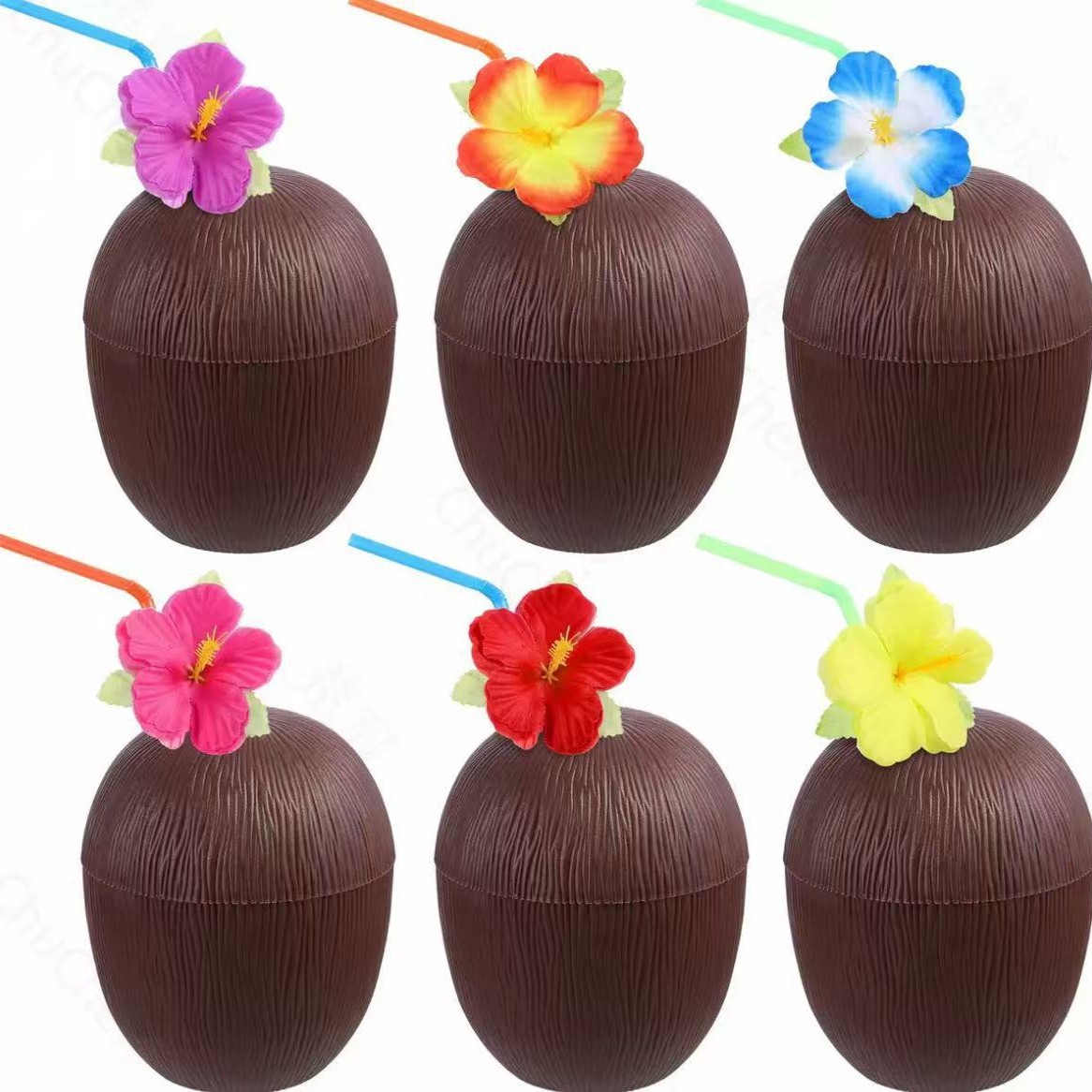 Transfronterizos Amazon Hot Sale Party Decoration Coconut Cups Hawaiian Wind Theme Party Drinking Cups Plastic Jugo de Coco Cup