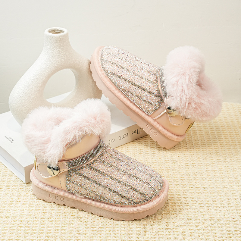 Botas de nieve de niñas 2025 invierno nuevo calentamiento de lana zapatos de algodón de niñas zapatos de lana para niños botas de algodón gruesas