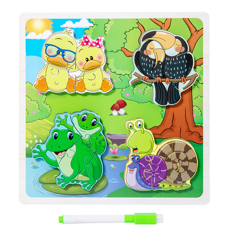Juguetes de bloques para niños dibujos animados rompecabezas tridimensionales puzzle educación temprana interesante puzzle puzzle