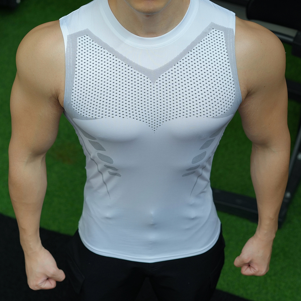 Men's quick-dry high-elasticity tight-fitting vest for basketball training, running sweat-absorbing sleeveless T-shirt, cross-border export