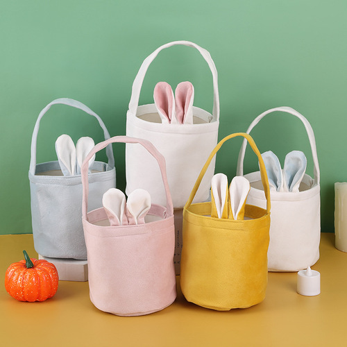 Cross-border hot selling Easter Bunny Handbag Rabbit Ears Basket Party Gift Box Packaging Easter Egg Box Candy Bag