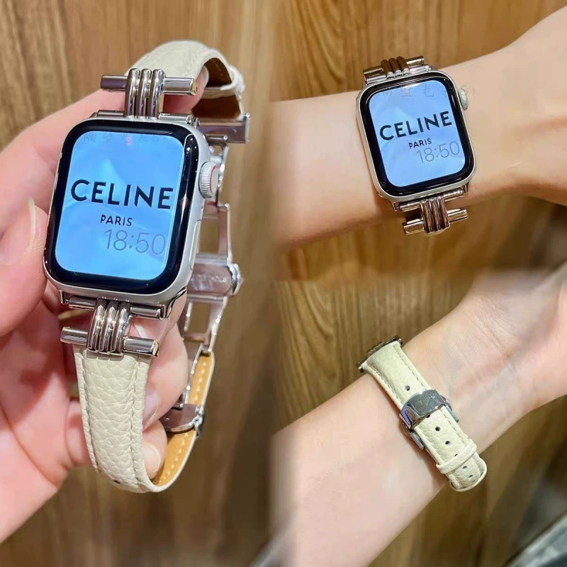 Совместимо с новым Apple Watch Series 9, ремешок Apple S10, часы iWatch9 новый тип магнитной пряжки S8 кожа S7