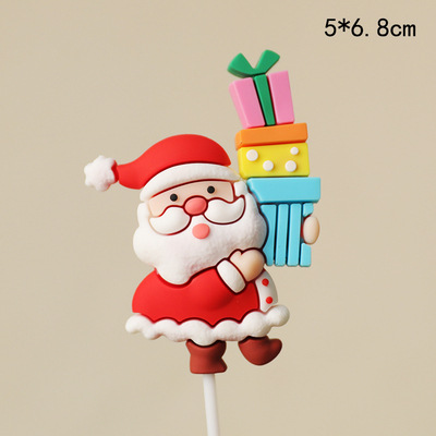 2024 decoración de pastel de Navidad árbol de Navidad anillo de césped pegamento suave Santa Claus decoración de copo de nieve plug-in de Navidad