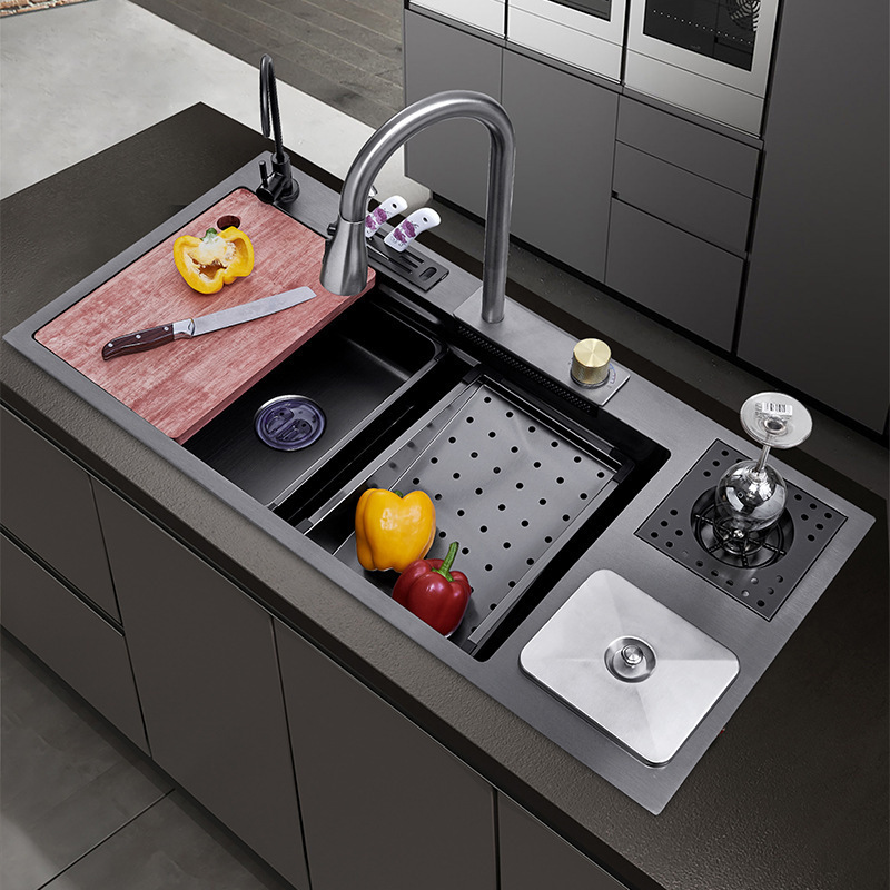 304 Stainless Steel Sink with Trash Can Kitchen Large Single Sink Kitchen Sink Sink Cross-Border Product