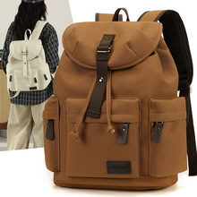 双肩包复古男士帆布初中大学生书包潮流休闲大容量旅行包背包男包