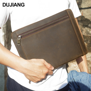 Cross-Border Genuine Leather Tablet Bag Cowhide Computer Protective Case Crazy Horse Leather Multifunctional Storage Bag Commuter Bag iPad