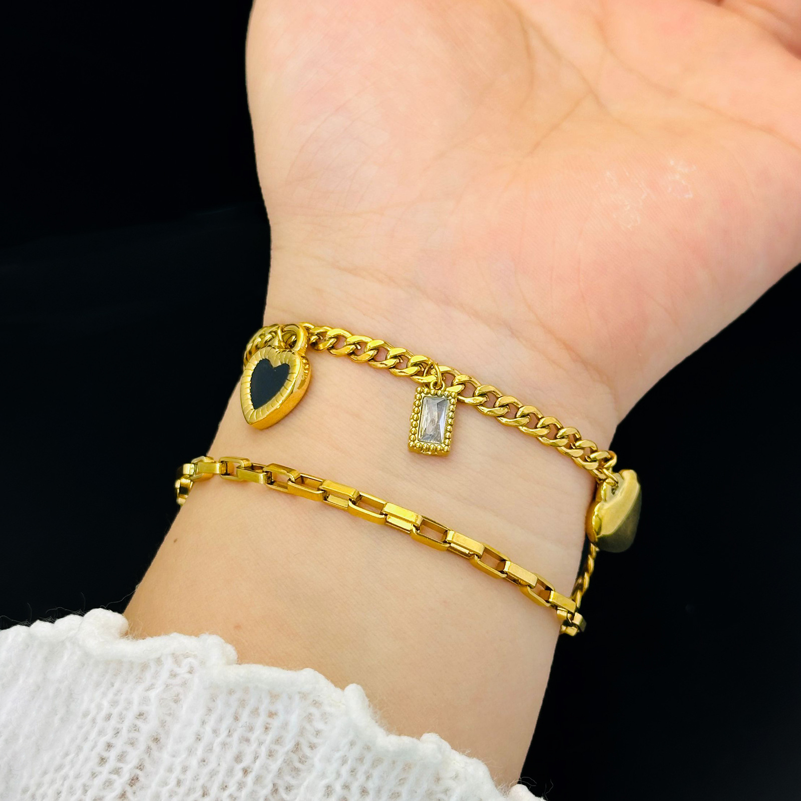 Nuevas pulseras de moda de doble cara amor oro 18k no desvanecer pulseras de doble capa para mujeres nuevas joyas de acero de titanio lujoso