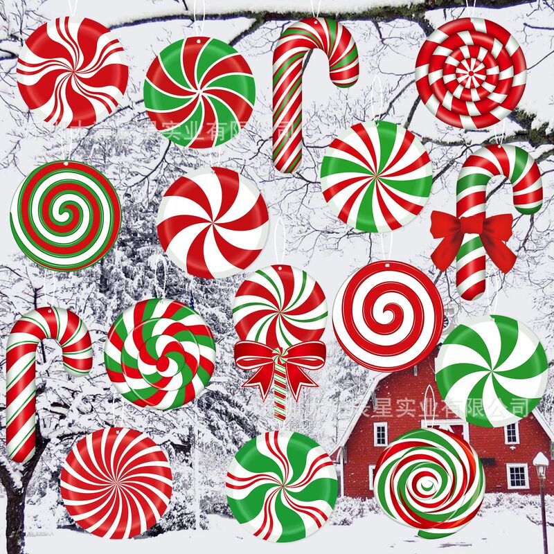 クロスボーダー新型クリスマスペンダントクリスマスボールキャンディー松葉杖屋内外クリスマスツリーペンダント芝生ガーデン装飾品|undefined