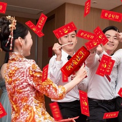 炫彩喷钱枪接亲小游戏结婚道具筷子夹钞票堵门喷钞机婚礼互动游戏