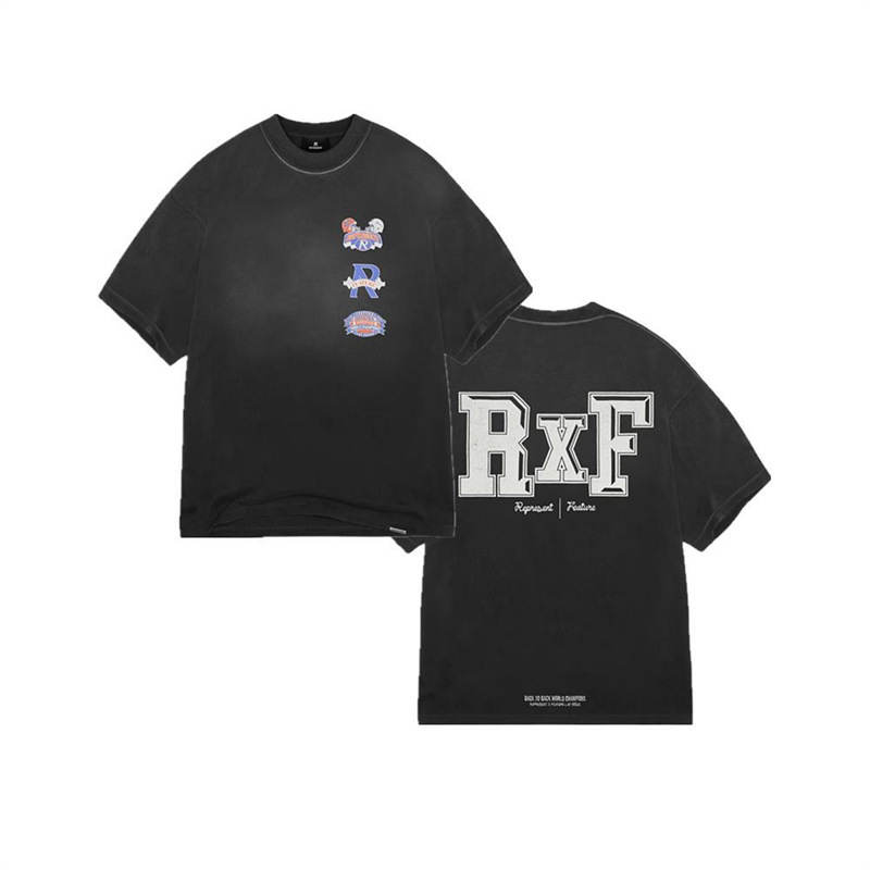Represrep杜賓犬水洗いして古いアメリカのファッションブランドのヴィンテージのレトロなサメの半袖のtシャツの男をします。|undefined