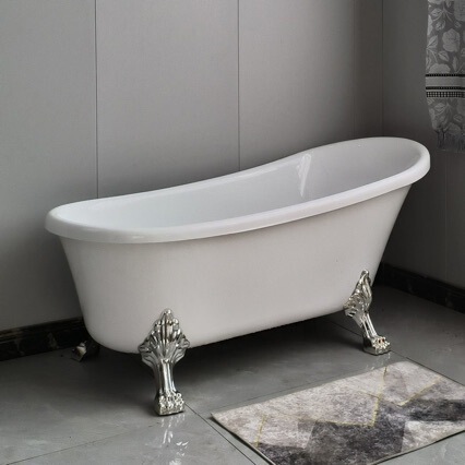 Acrylic Freestanding Bathtub for Small Apartments, Trendy Home-Use Adult Bathtub, European-Style Bath Tub with Double-Layer Insulation