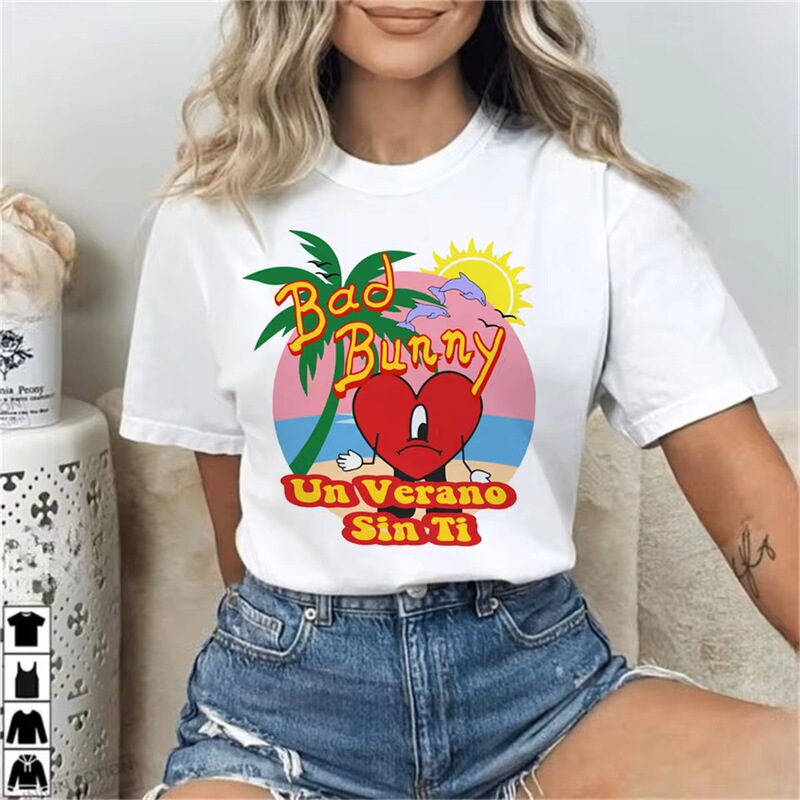 Streetwear Bad Bunny T-Shirt Oversized Y2K Graphic Digital Graphic T-Shirt Unisex