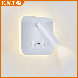 亚克力柔光床头壁灯USB快充触控开关酒店卧室USB阅读灯节能led灯