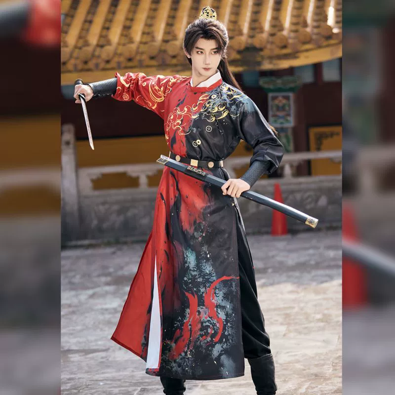 Оригинальный Hanfu Boy 2025 Новый весенний и летний Тан с круглым вырезом