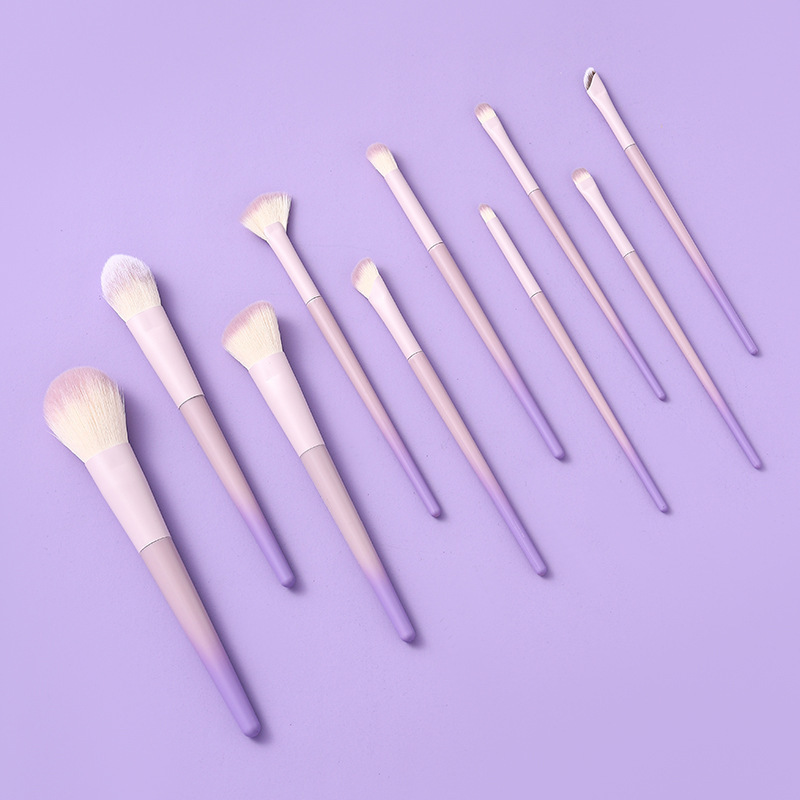 Xingdai púrpura 10 cepillo de maquillaje conjunto de cepillo de sombra de ojos cepillo de sombra de nariz cepillo de pintura en polvo cepillo blush suave no comer polvo