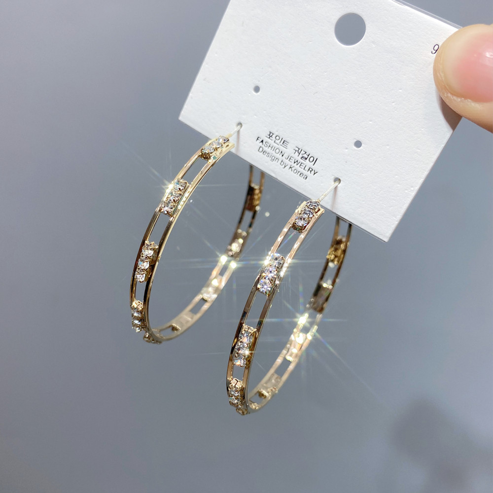 Fashion Diamond-studded Golden Big Circle Earrings display picture 12