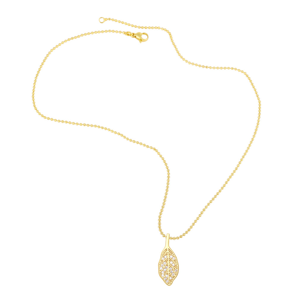 Fashion Leaf Elephant Copper Pendant Necklace Inlay Zircon Copper Necklaces