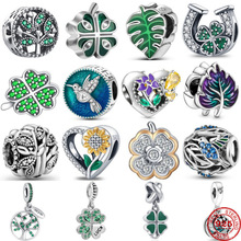 2023 New 925 Sterling Silver Green Forest Hummingbird Leaves