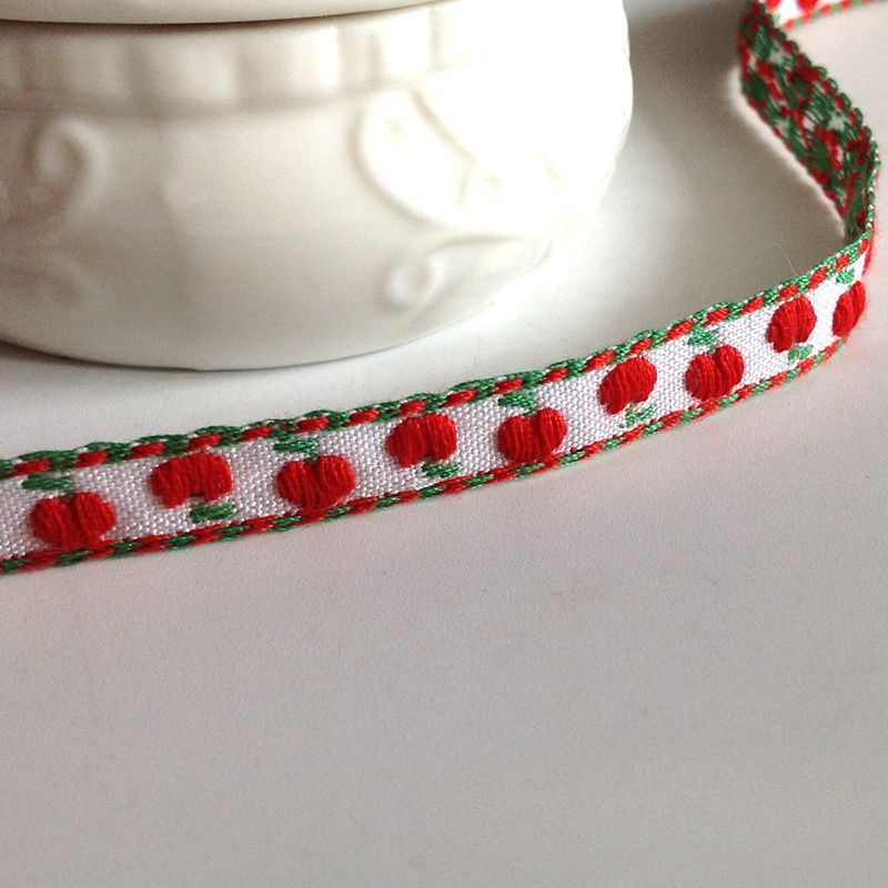 Accesorios hechos a mano cinta zakka algodón lindo dibujos animados bordado de frutas encaje tela tela tocado ropa de bebé