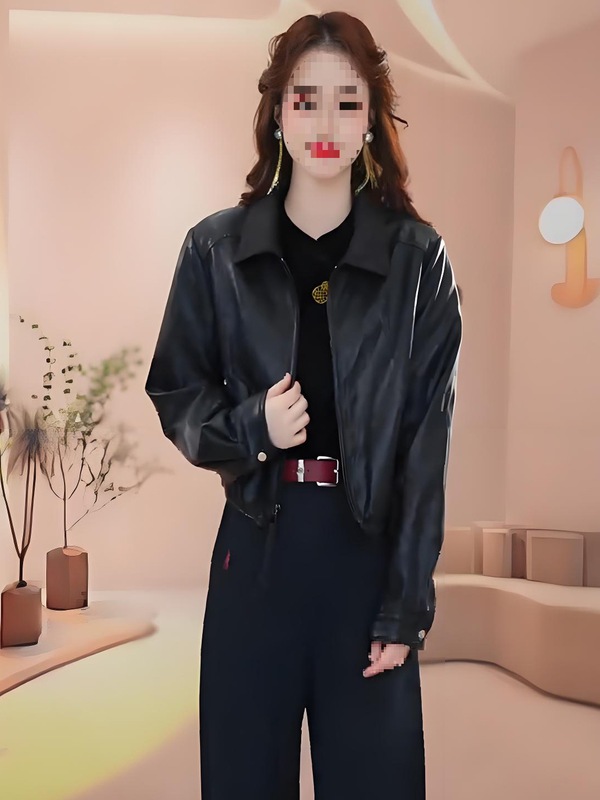 小个子气质短款皮衣外套女秋季新款巨好看撞色上衣气质百搭皮夹克|undefined